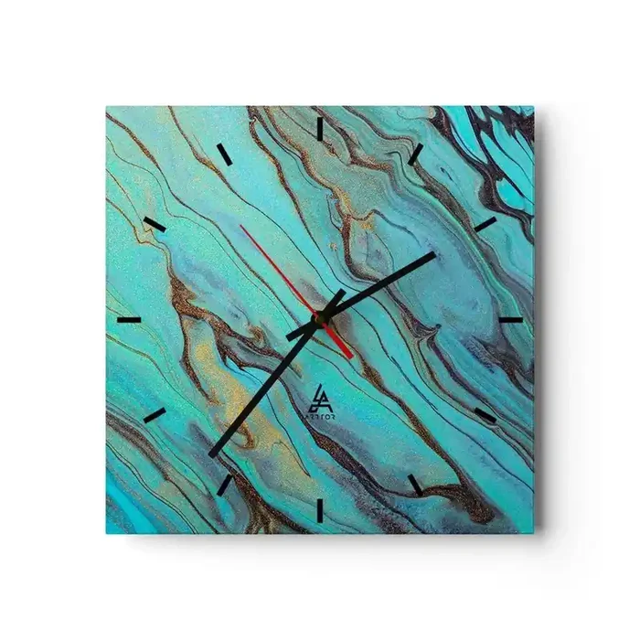 Reloj de pared – Reloj de vidrio – Marea turquesa – 40×40 cm