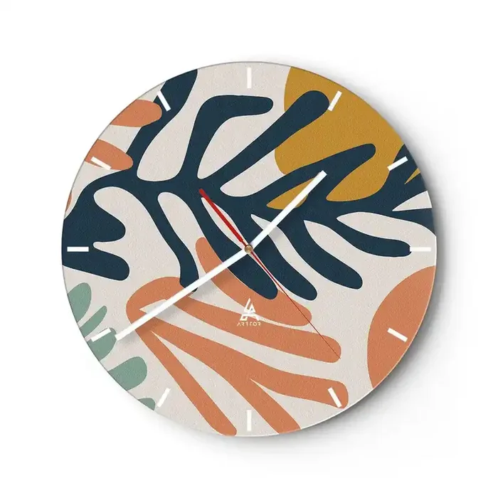 Reloj de pared – Reloj de vidrio – Mares de coral – 40×40 cm