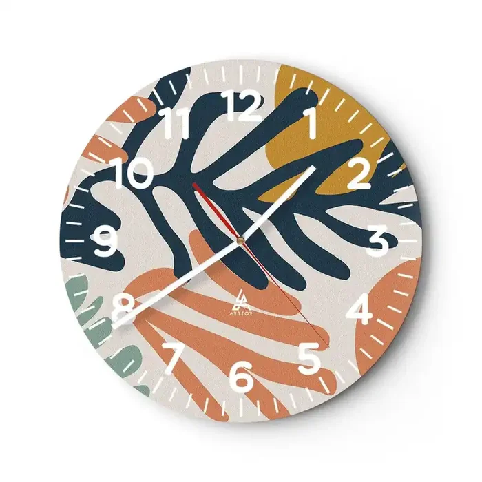 Reloj de pared – Reloj de vidrio – Mares de coral – 40×40 cm