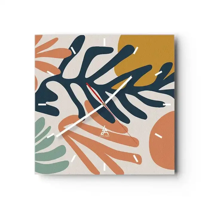 Reloj de pared – Reloj de vidrio – Mares de coral – 40×40 cm