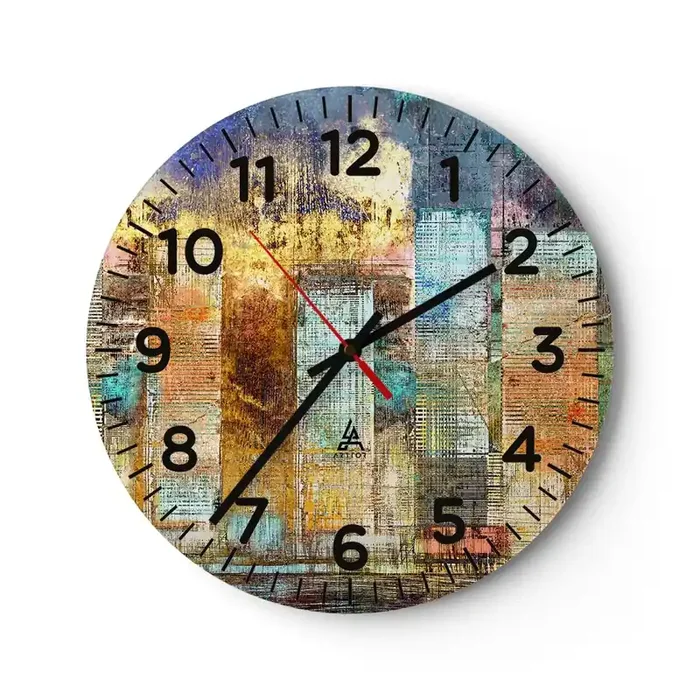 Reloj de pared – Reloj de vidrio – Metrópolis soleada – 40×40 cm