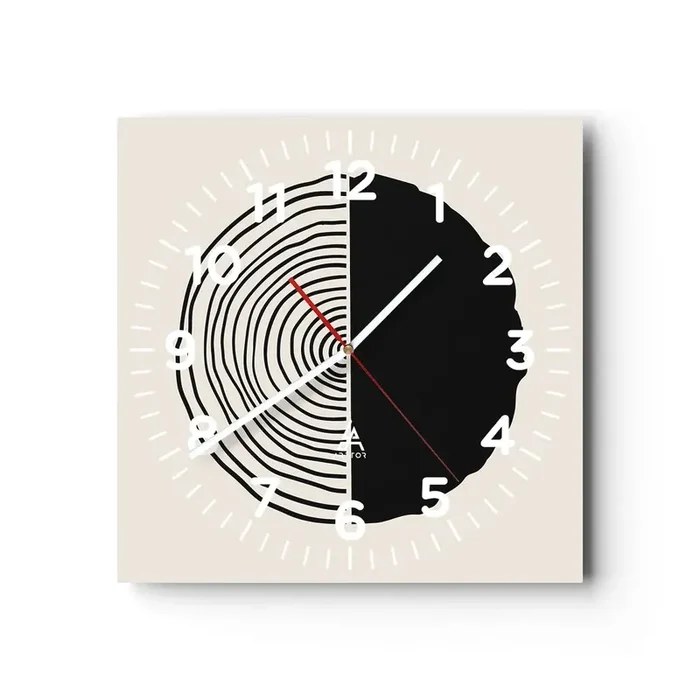 Reloj de pared – Reloj de vidrio – Mitad y mitad – 30×30 cm