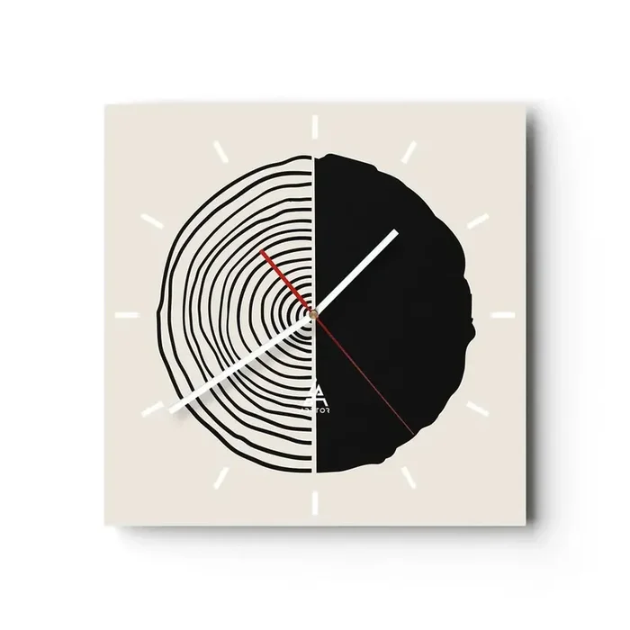 Reloj de pared – Reloj de vidrio – Mitad y mitad – 40×40 cm