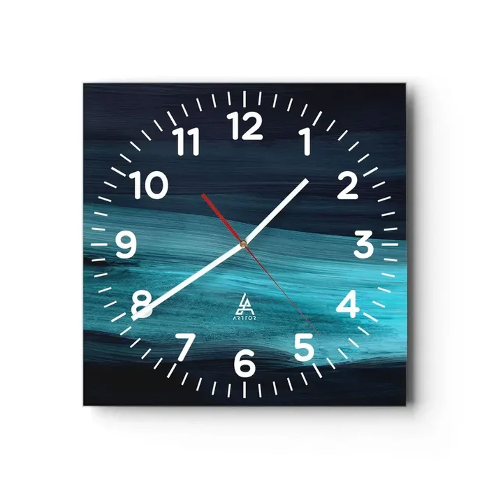 Reloj de pared – Reloj de vidrio – Nadar con la corriente – 30×30 cm