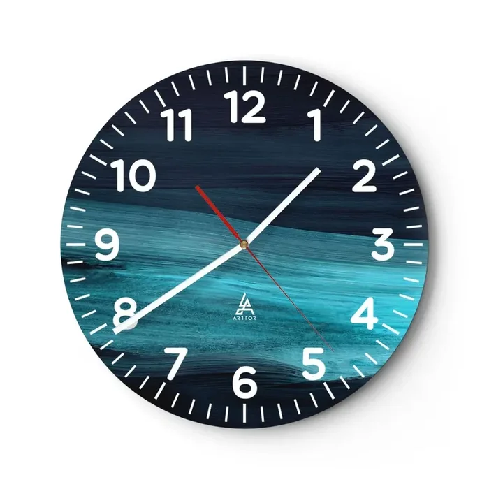 Reloj de pared – Reloj de vidrio – Nadar con la corriente – 30×30 cm