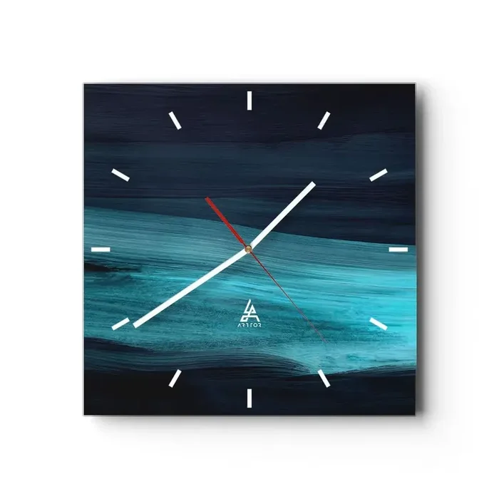 Reloj de pared – Reloj de vidrio – Nadar con la corriente – 40×40 cm