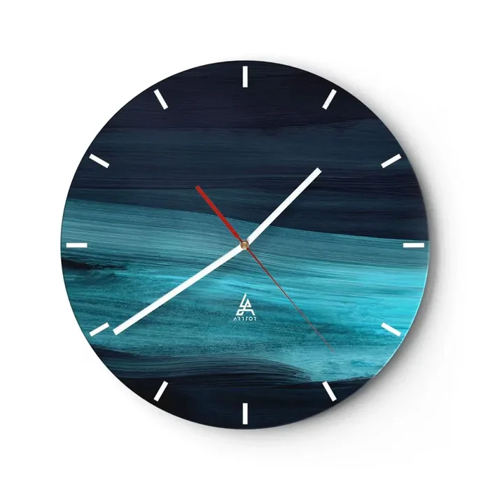 Reloj de pared – Reloj de vidrio – Nadar con la corriente – 40×40 cm
