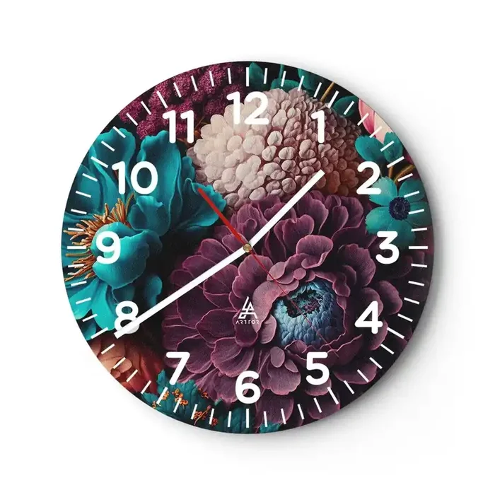 Reloj de pared – Reloj de vidrio – Naturaleza en abundancia – 30×30 cm