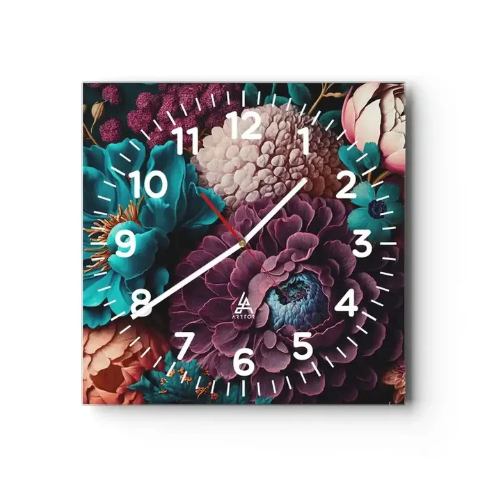 Reloj de pared – Reloj de vidrio – Naturaleza en abundancia – 40×40 cm