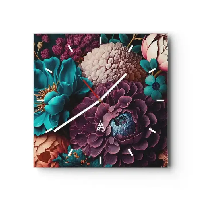 Reloj de pared – Reloj de vidrio – Naturaleza en abundancia – 40×40 cm