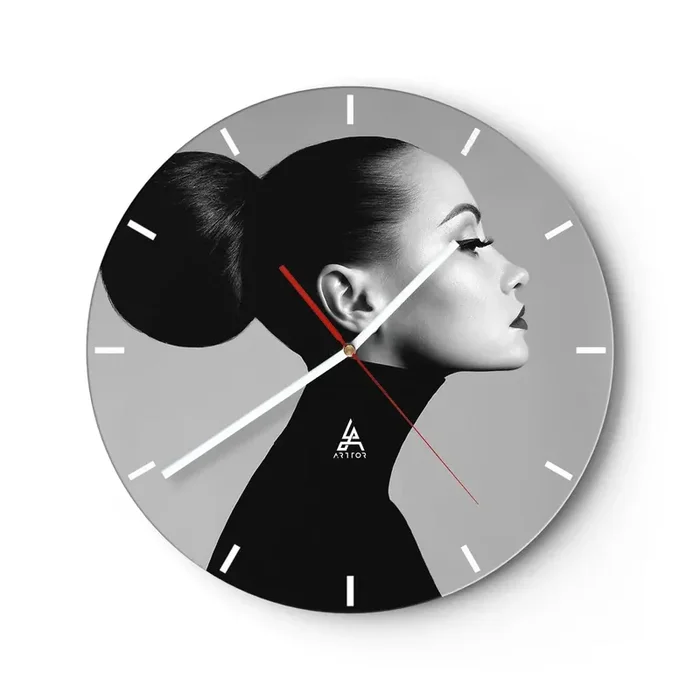 Reloj de pared – Reloj de vidrio – Nefertiti contemporánea – 40×40 cm