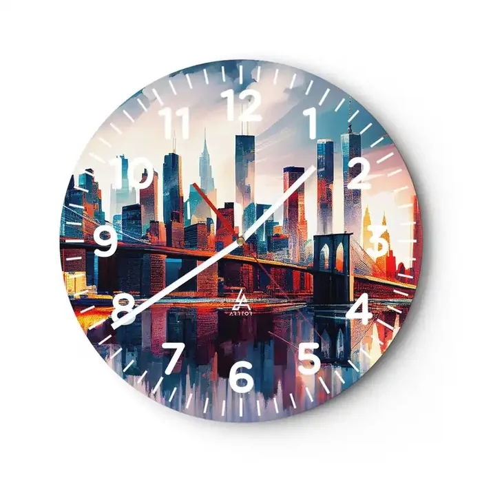 Reloj de pared – Reloj de vidrio – Nueva York siempre luce – 40×40 cm