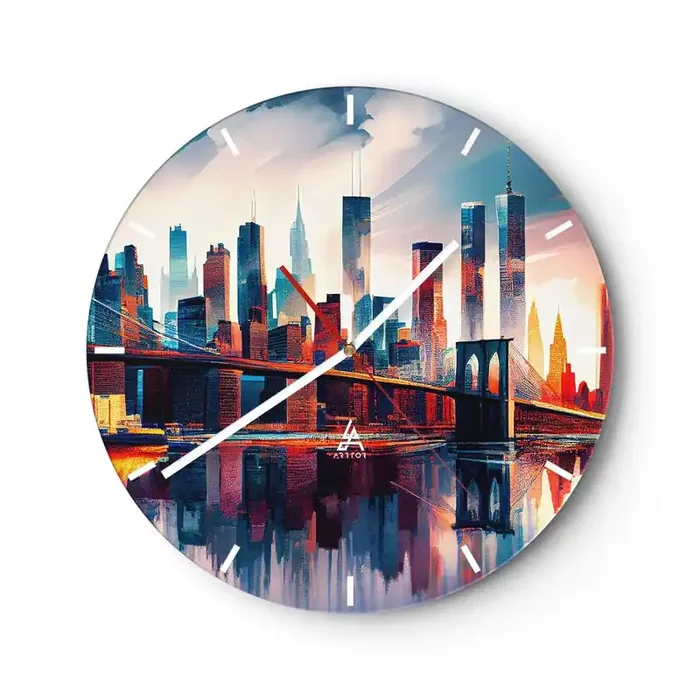 Reloj de pared – Reloj de vidrio – Nueva York siempre luce – 40×40 cm