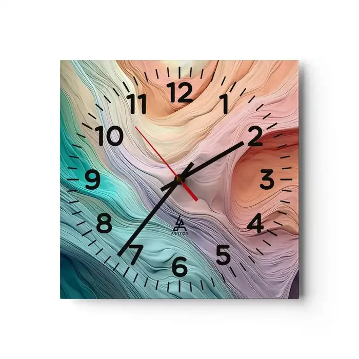 Reloj de pared – Reloj de vidrio – Ola arco iris – 30×30 cm