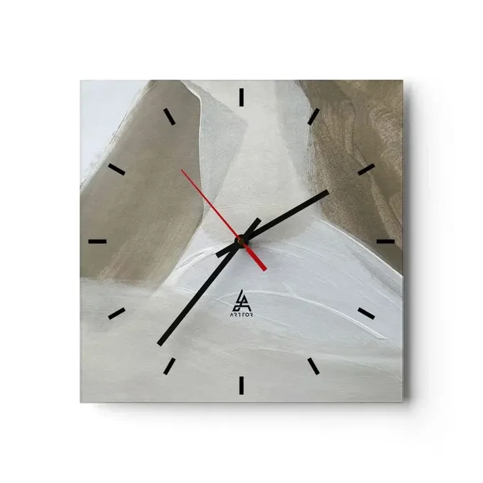Reloj de pared – Reloj de vidrio – Ola de blanco – 40×40 cm