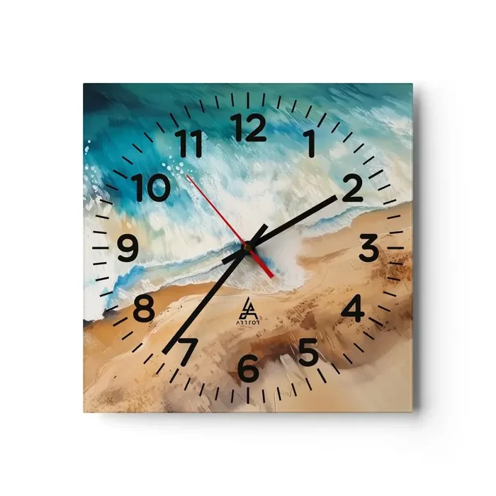 Reloj de pared – Reloj de vidrio – Olas recurrentes – 40×40 cm