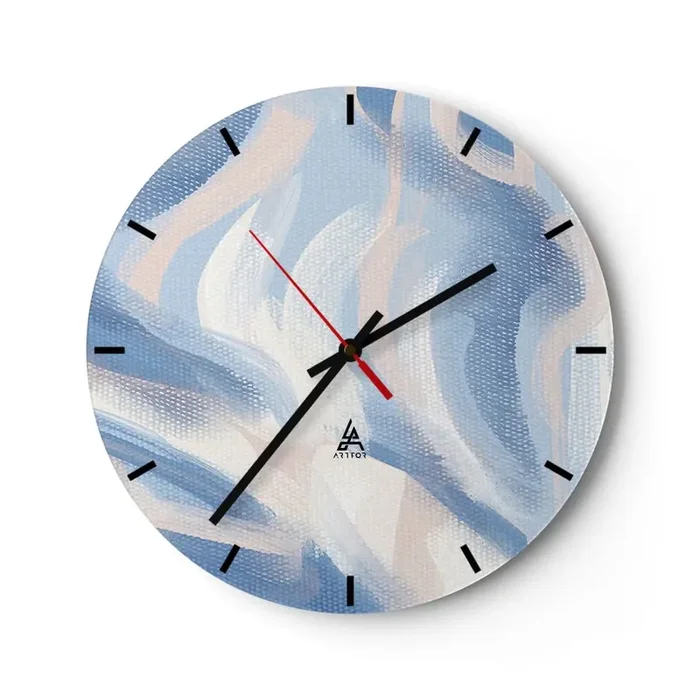 Reloj de pared – Reloj de vidrio – Ondas azules – 40×40 cm