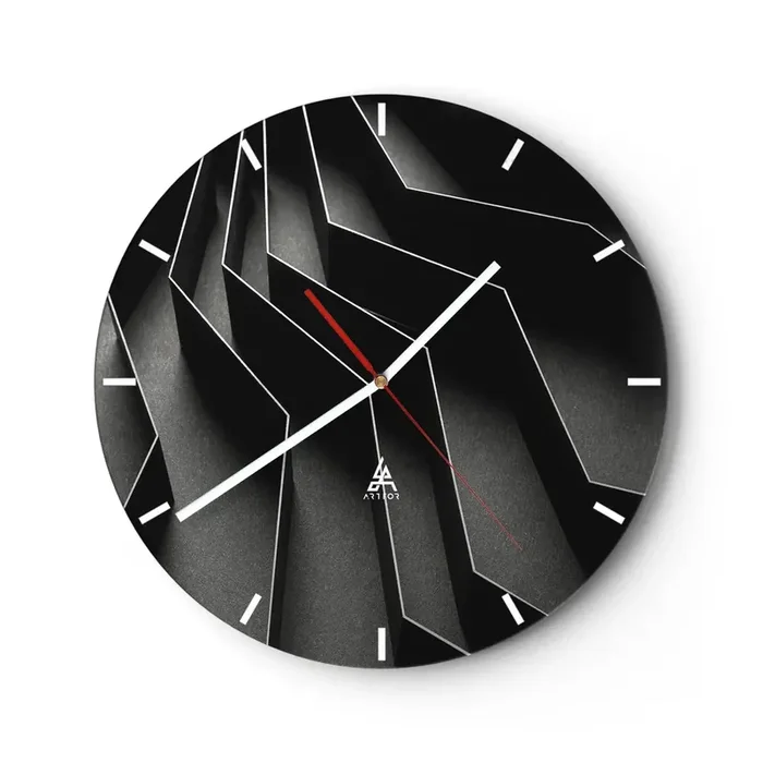 Reloj de pared – Reloj de vidrio – Orden espacial – 40×40 cm