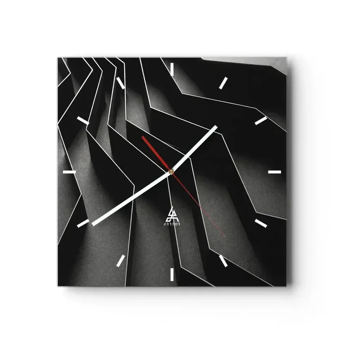 Reloj de pared – Reloj de vidrio – Orden espacial – 40×40 cm