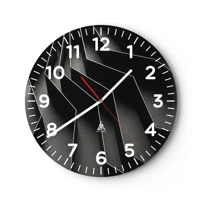 Reloj de pared – Reloj de vidrio – Orden espacial – 40×40 cm