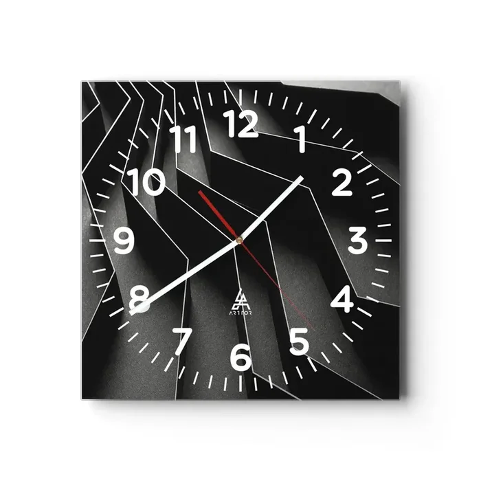 Reloj de pared – Reloj de vidrio – Orden espacial – 40×40 cm