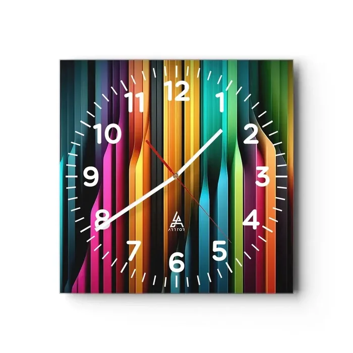 Reloj de pared – Reloj de vidrio – Órgano luminoso – 40×40 cm