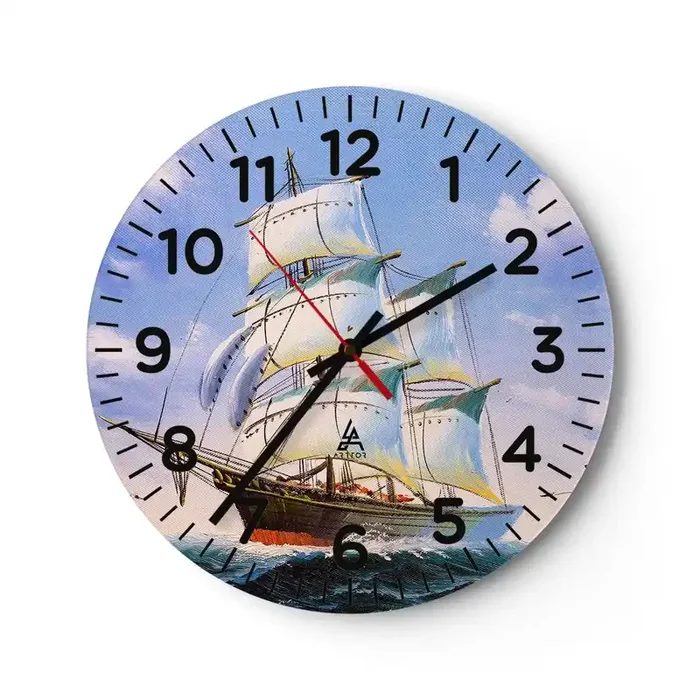 Reloj de pared – Reloj de vidrio – Orgulloso con el viento – 30×30 cm