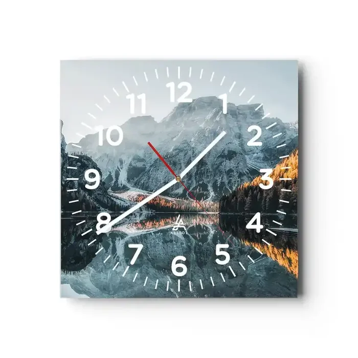 Reloj de pared – Reloj de vidrio – Paisaje en el espejo – 30×30 cm