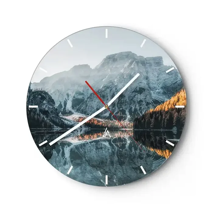Reloj de pared – Reloj de vidrio – Paisaje en el espejo – 40×40 cm