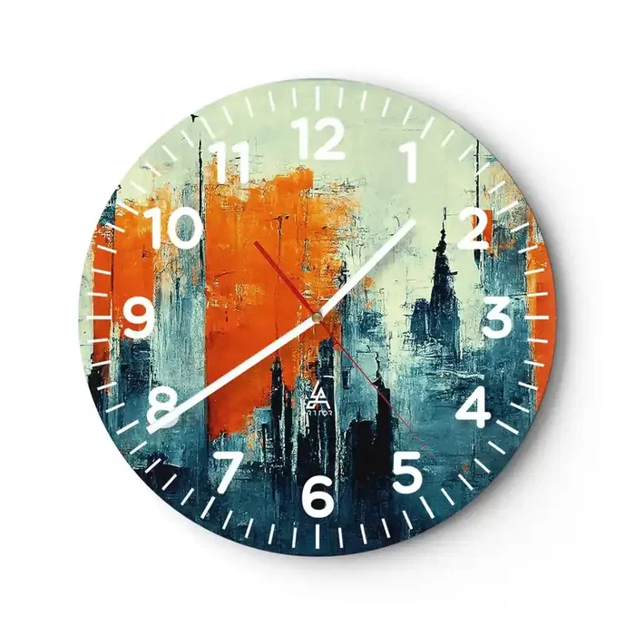 Reloj de pared – Reloj de vidrio – Paisaje moderno – 40×40 cm