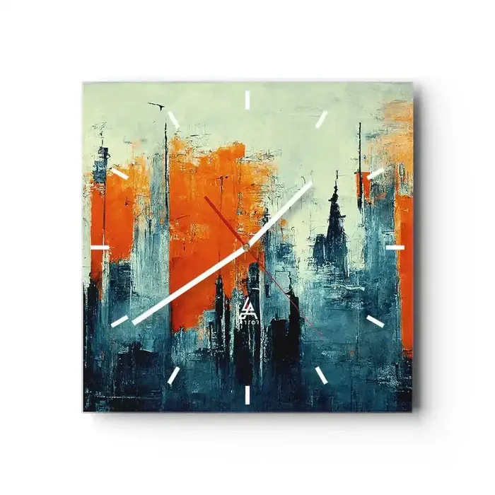 Reloj de pared – Reloj de vidrio – Paisaje moderno – 40×40 cm