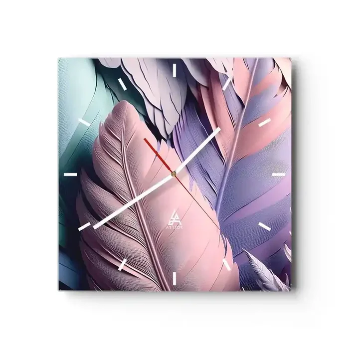 Reloj de pared – Reloj de vidrio – Pájaro chic – 40×40 cm