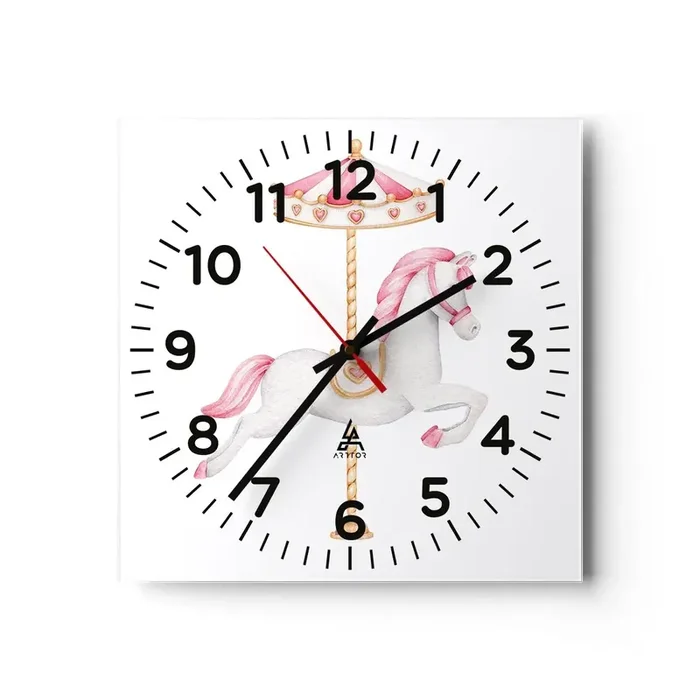 Reloj de pared – Reloj de vidrio – Partió al galope – 30×30 cm