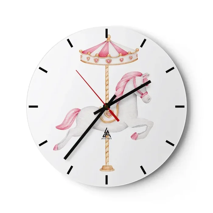 Reloj de pared – Reloj de vidrio – Partió al galope – 40×40 cm