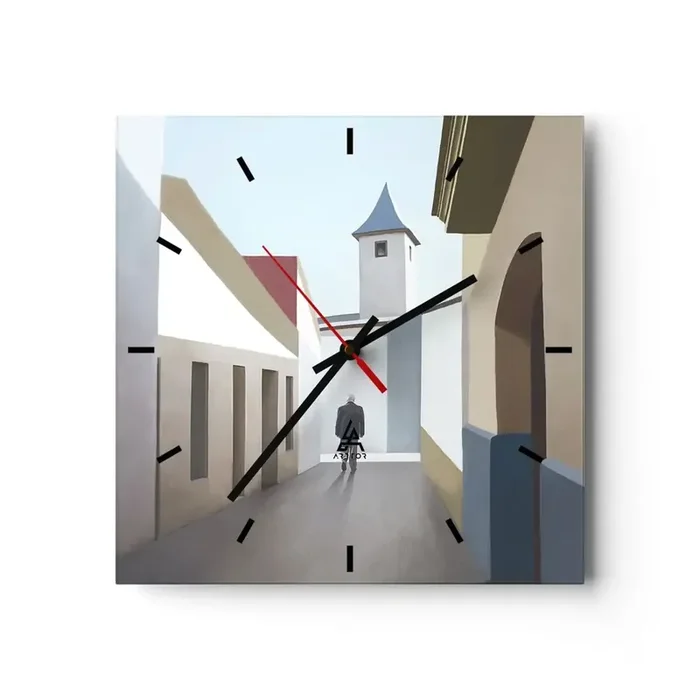 Reloj de pared – Reloj de vidrio – Paseo soleado – 40×40 cm