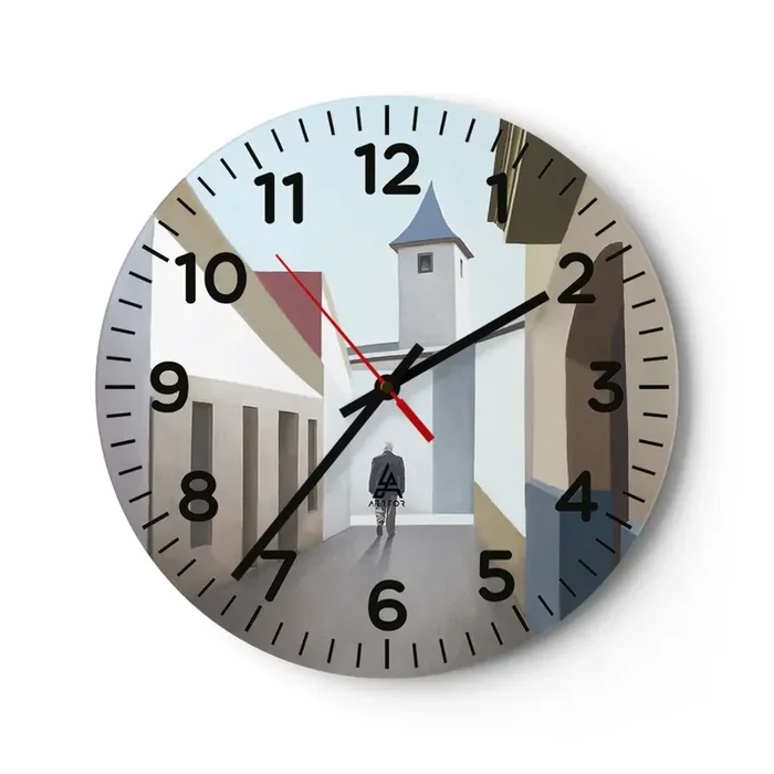 Reloj de pared – Reloj de vidrio – Paseo soleado – 40×40 cm