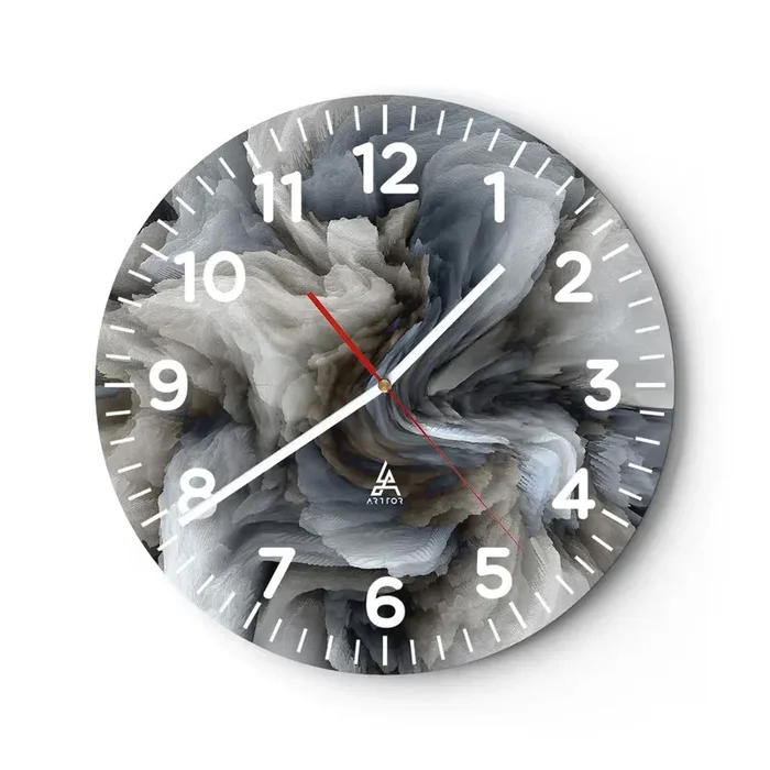 Reloj de pared – Reloj de vidrio – Piedra y flor – 30×30 cm