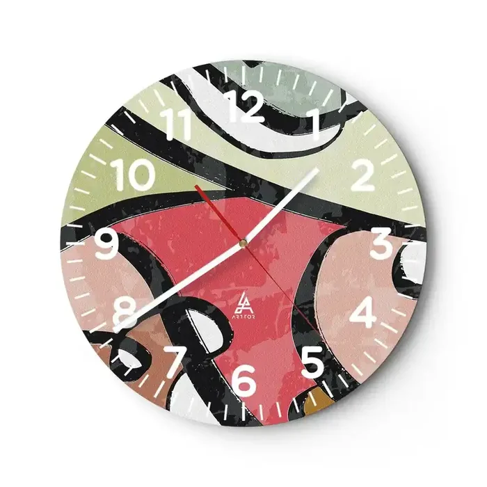 Reloj de pared – Reloj de vidrio – Piruetas entre colores – 40×40 cm
