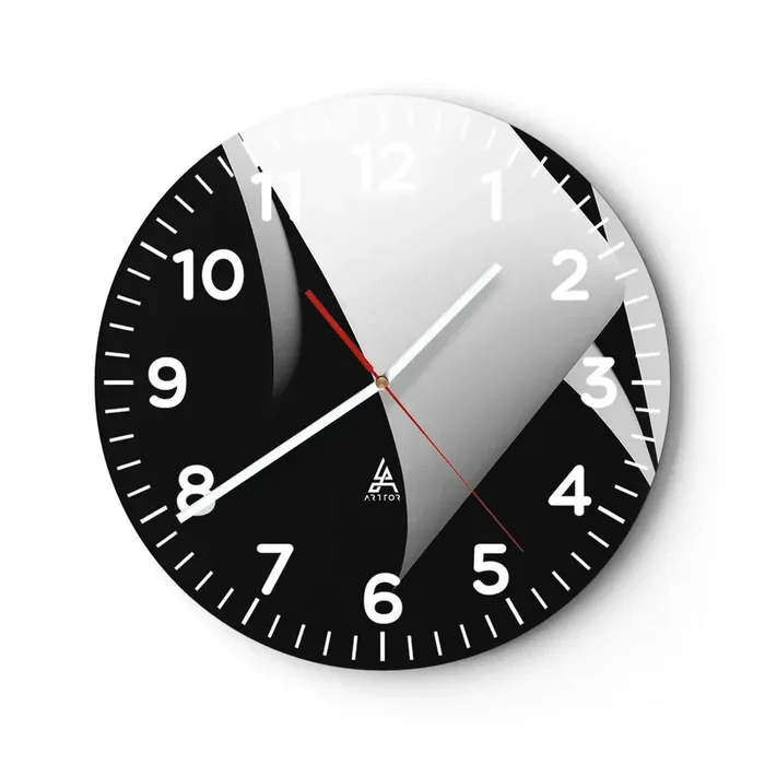 Reloj de pared – Reloj de vidrio – Planos de luz desde las profundidades de la sombra – 40×40 cm