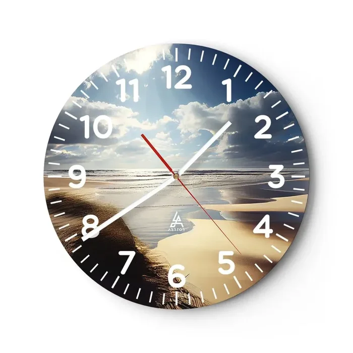 Reloj de pared – Reloj de vidrio – Playa, playa salvaje – 30×30 cm