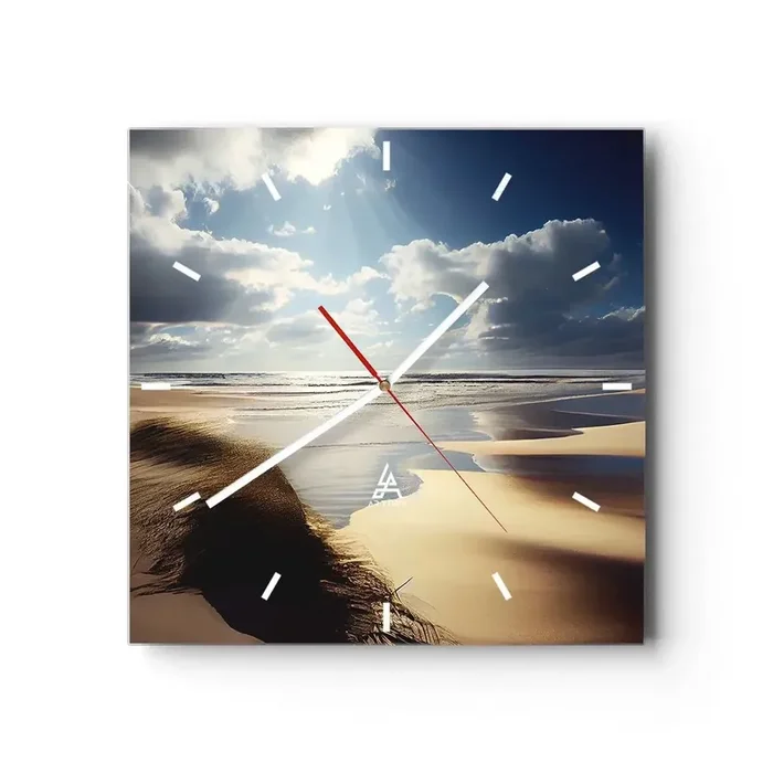 Reloj de pared – Reloj de vidrio – Playa, playa salvaje – 40×40 cm