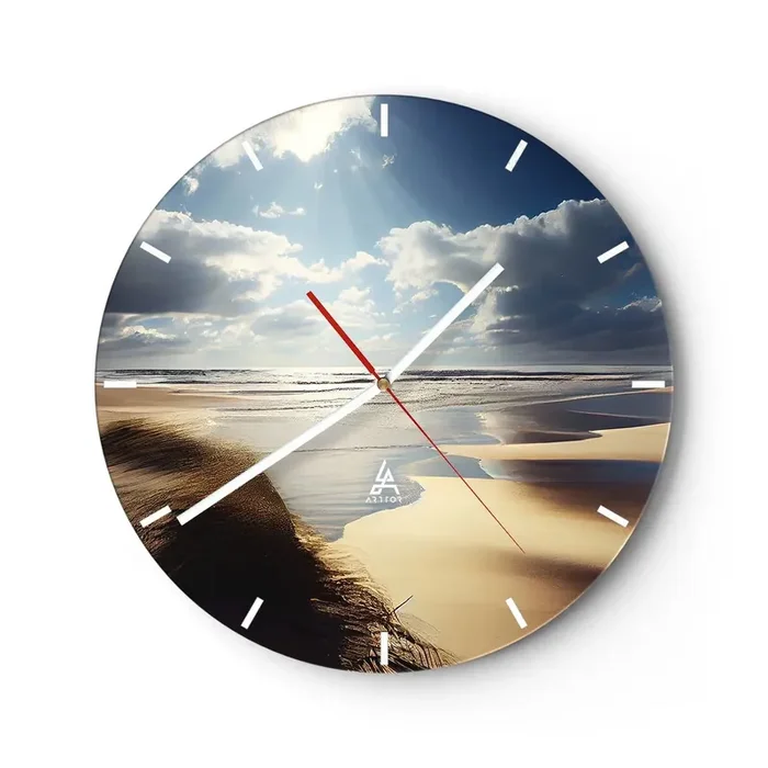 Reloj de pared – Reloj de vidrio – Playa, playa salvaje – 40×40 cm