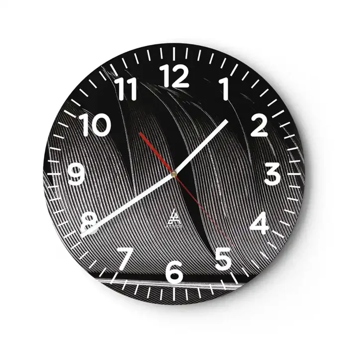 Reloj de pared – Reloj de vidrio – Pluma – una construcción maravillosa – 30×30 cm
