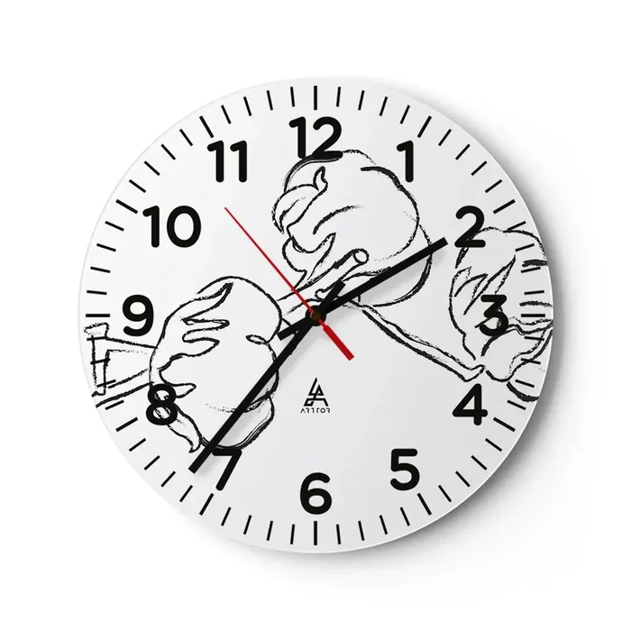 Reloj de pared – Reloj de vidrio – Plumón de algodón – 30×30 cm