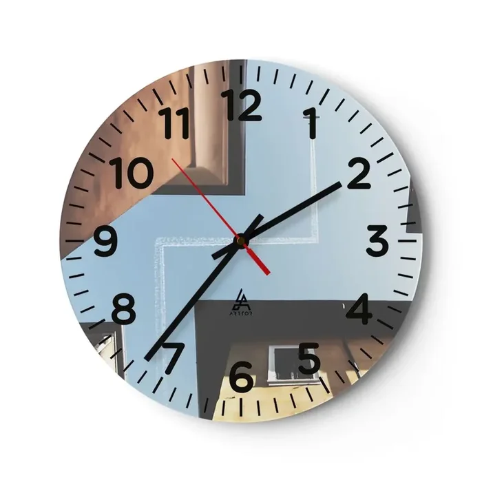 Reloj de pared – Reloj de vidrio – Por encima del laberinto urbano – 30×30 cm