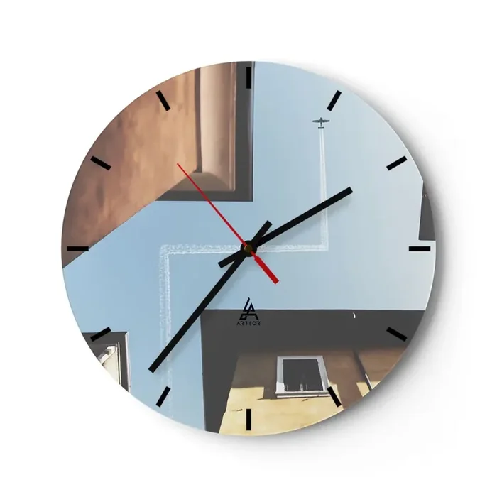 Reloj de pared – Reloj de vidrio – Por encima del laberinto urbano – 40×40 cm