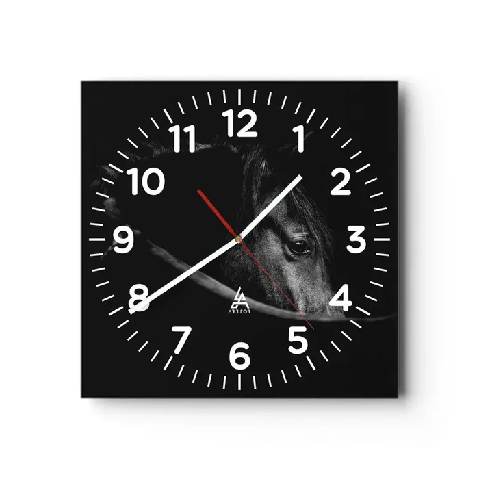 Reloj de pared – Reloj de vidrio – Príncipe negro – 30×30 cm