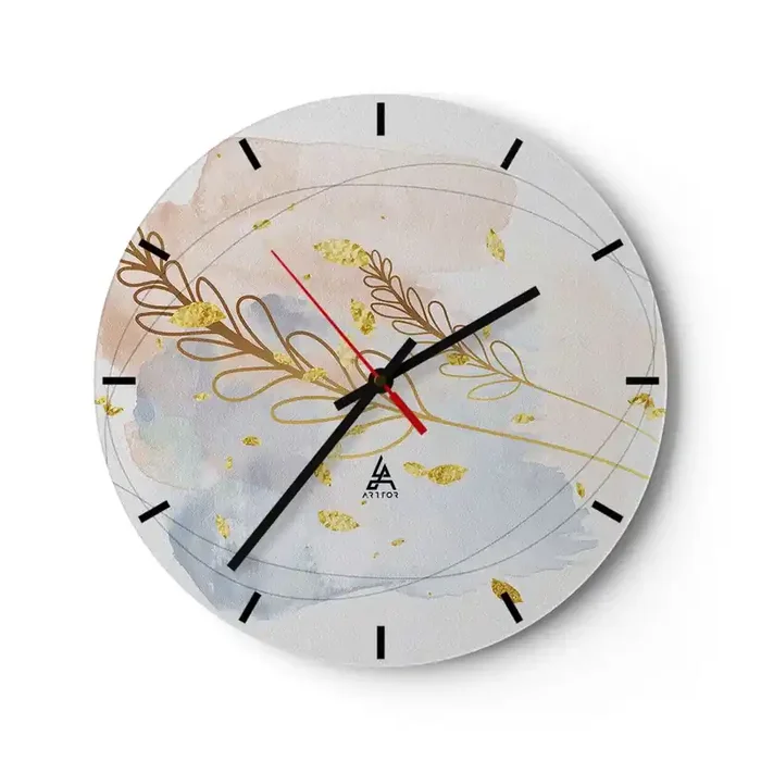 Reloj de pared – Reloj de vidrio – Ráfaga dorada – 40×40 cm