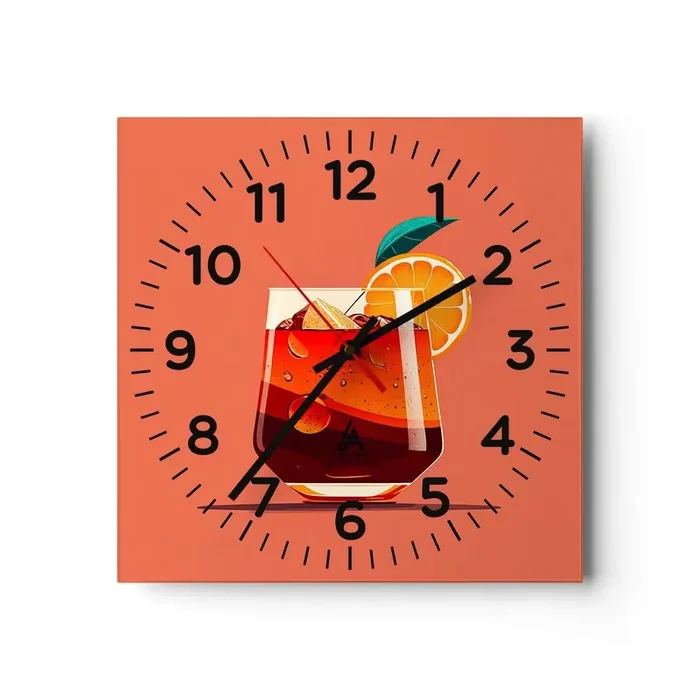 Reloj de pared – Reloj de vidrio – Refresco de verano – 30×30 cm