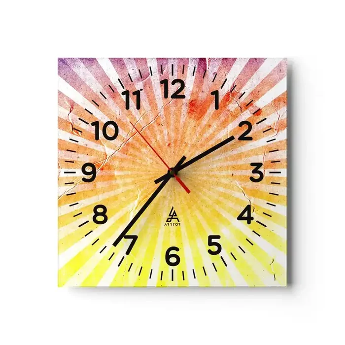 Reloj de pared – Reloj de vidrio – Renacer del sol – 40×40 cm